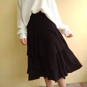 Mid calf black A-line skirt